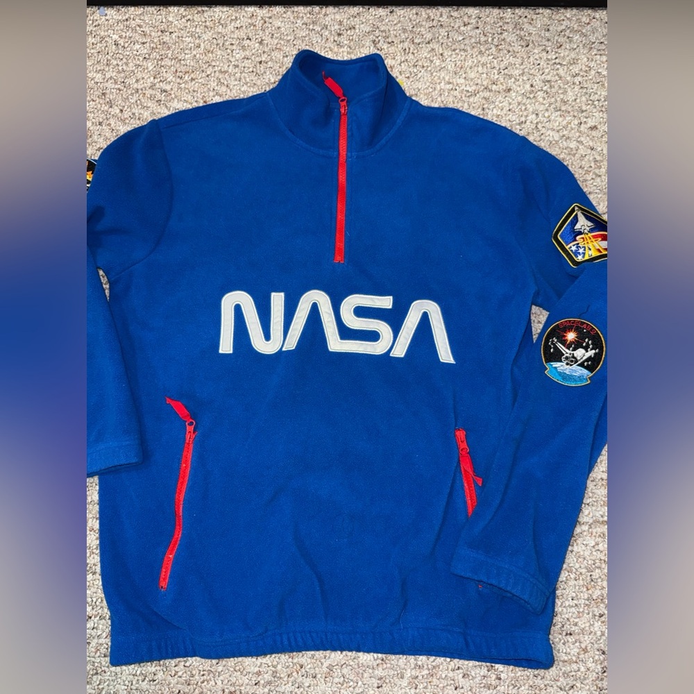 NASA chemistry men’s blue 1/4 zip Polar Fleece Pullover size M 
GUC
